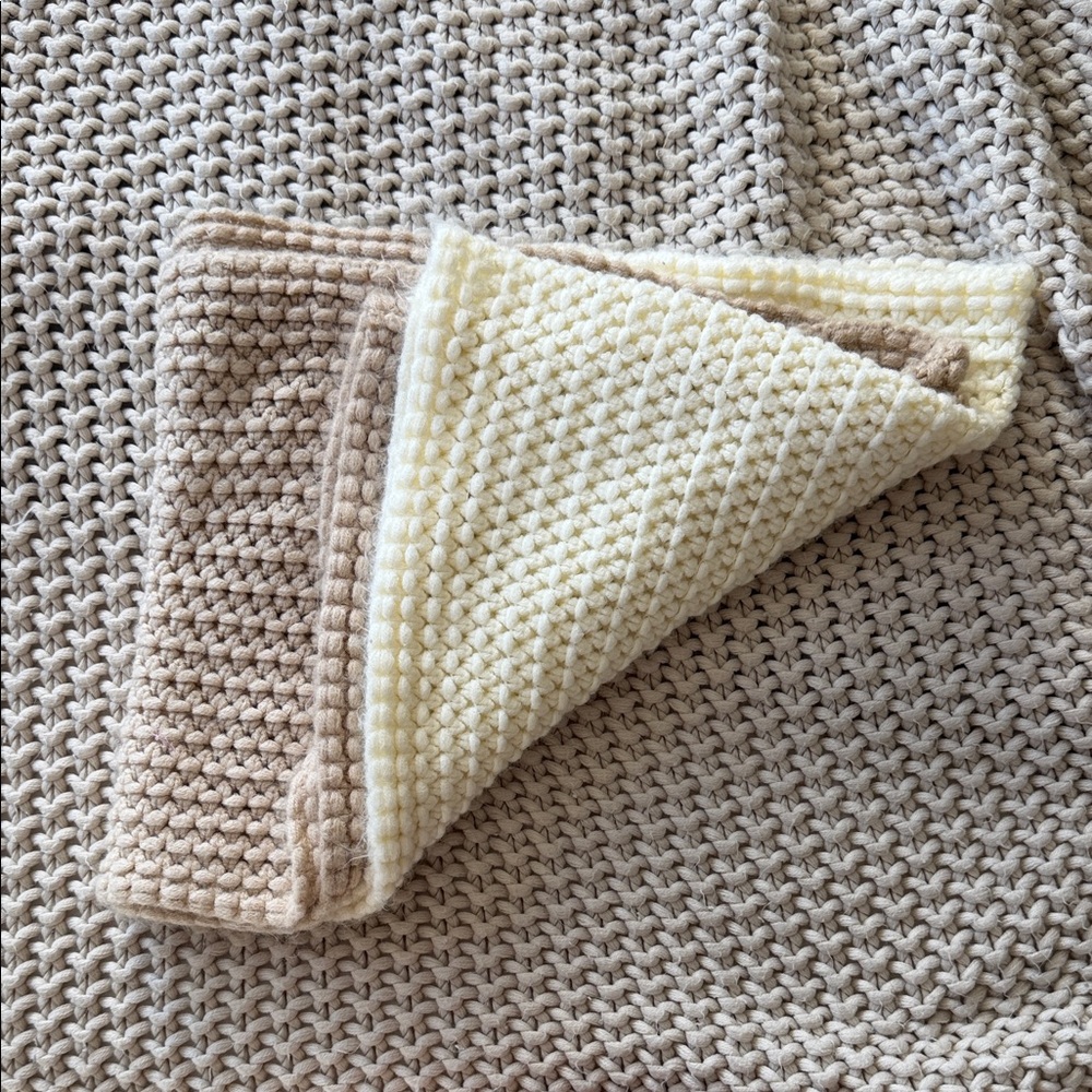 Cozy Knit Infinity Scarf in Cream and Tan